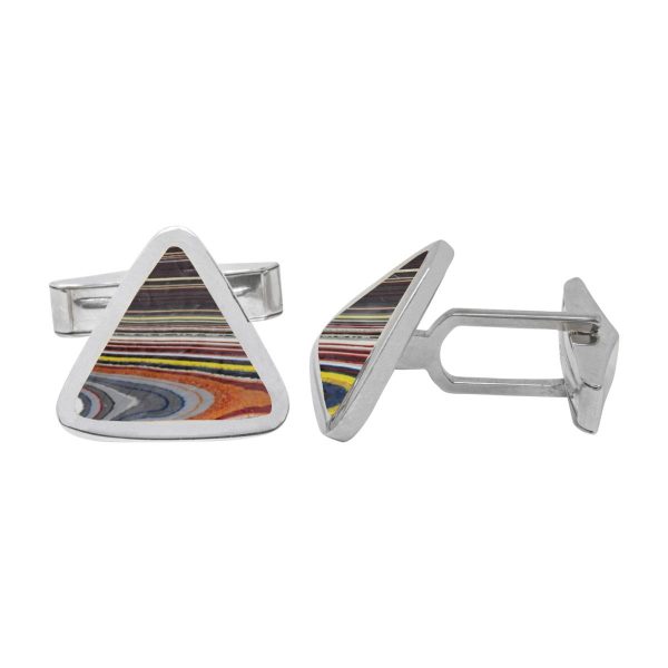 Silver Fordite Triangular Cufflinks