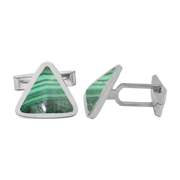 Silver Malachite Triangular Cufflinks