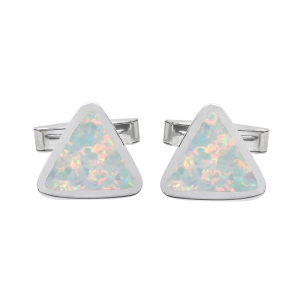 Silver Opalite Sun Ice Triangular Cufflinks