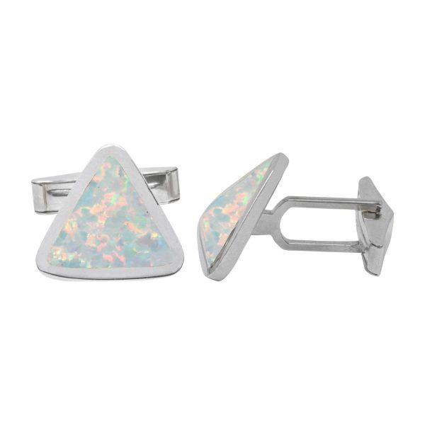 Silver Opalite Sun Ice Triangular Cufflinks