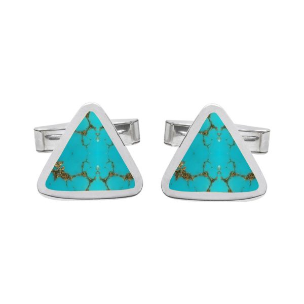 Silver Turquoise Triangular Cufflinks