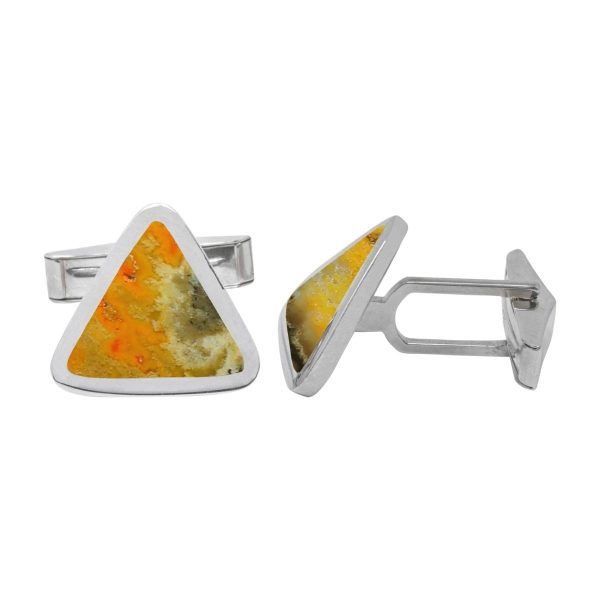 White Gold Bumblebee Jasper Triangular Cufflinks