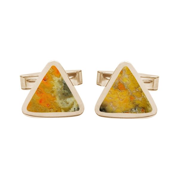 Yellow Gold Bumblebee Jasper Triangular Cufflinks