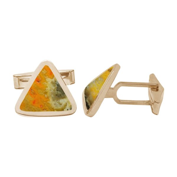 Yellow Gold Bumblebee Jasper Triangular Cufflinks