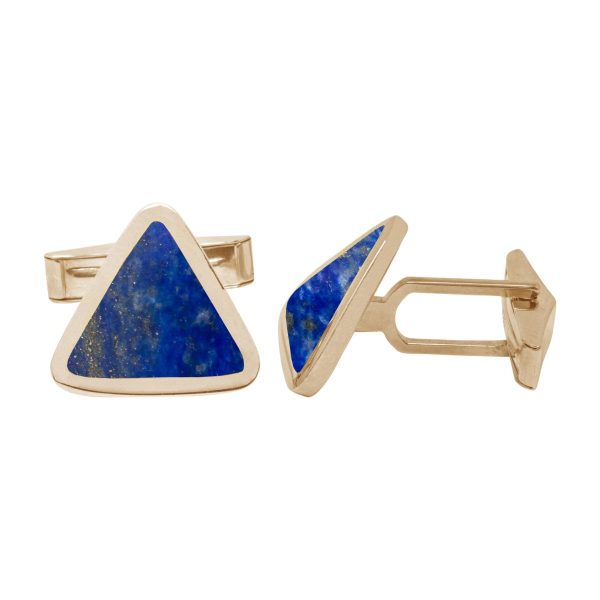 Yellow Gold Lapis Triangular Cufflinks