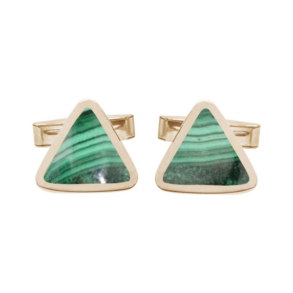 Yellow Gold Malachite Triangular Cufflinks