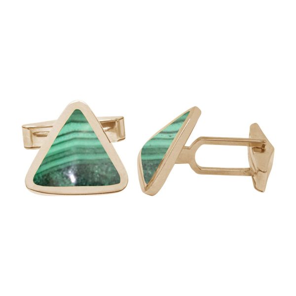 Yellow Gold Malachite Triangular Cufflinks