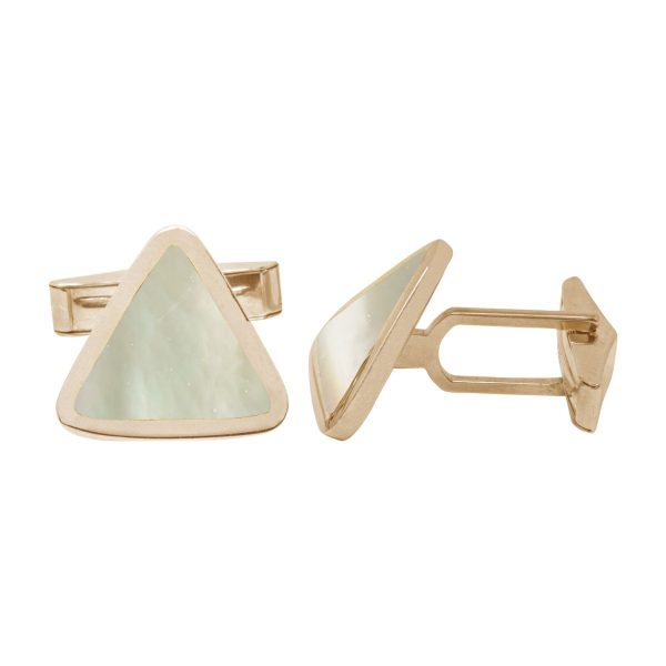 Yellow Gold Mother of Pearl Triangular Cufflinks