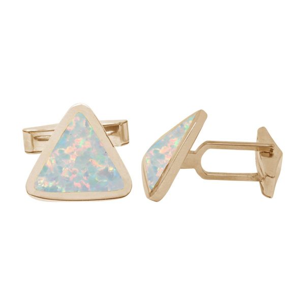 Yellow Gold Opalite Sun Ice Triangular Cufflinks