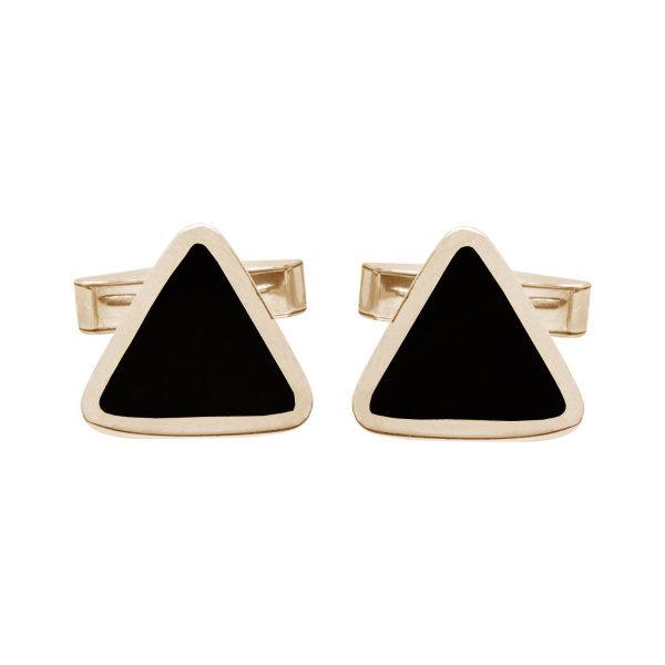 Yellow Gold Whitby Jet Triangular Cufflinks