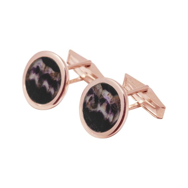 Rose Gold Blue John Round Cufflinks