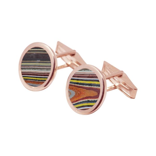 Rose Gold Fordite Round Cufflinks