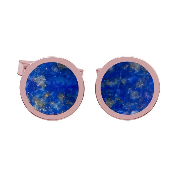 Rose Gold Lapis Round Cufflinks