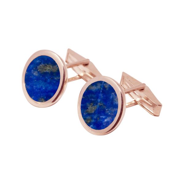 Rose Gold Lapis Round Cufflinks