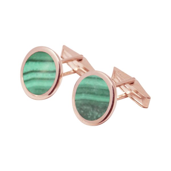 Rose Gold Malachite Round Cufflinks