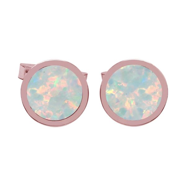 Rose Gold Opalite Sun Ice Round Cufflinks