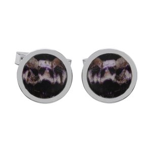 Silver Round Blue John Cufflinks