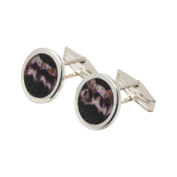 Silver Blue John Round Cufflinks