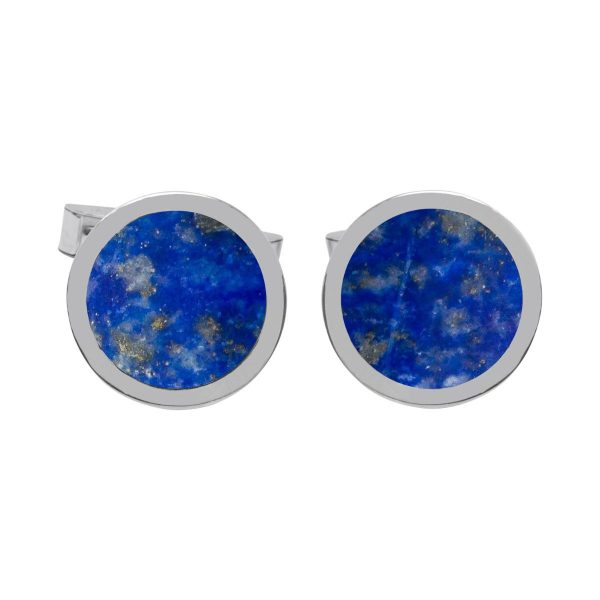 Silver Lapis Round Cufflinks