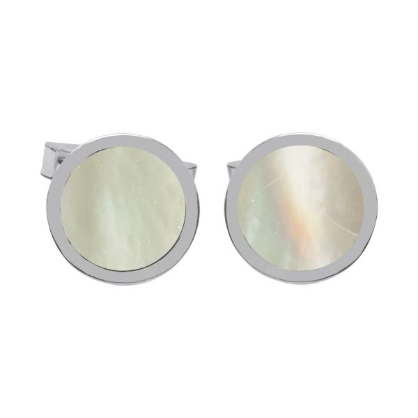 Silver Mother of Pearl Round Cufflinks