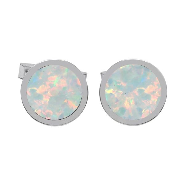 Silver Opalite Round Cufflinks