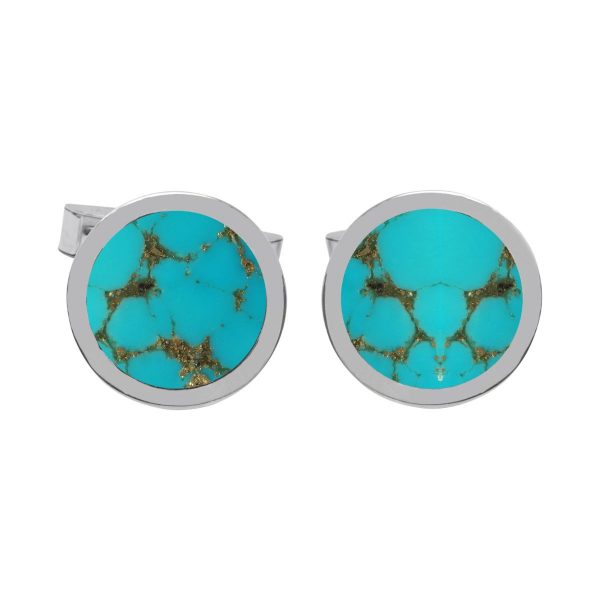 Silver Turquoise Round Cufflinks