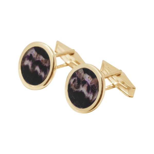 Yellow Gold Blue John Round Cufflinks