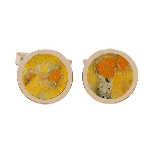 Yellow Gold Bumblebee Jasper Round Cufflinks