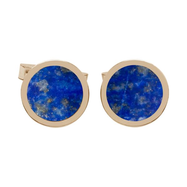 Yellow Gold Lapis Round Cufflinks