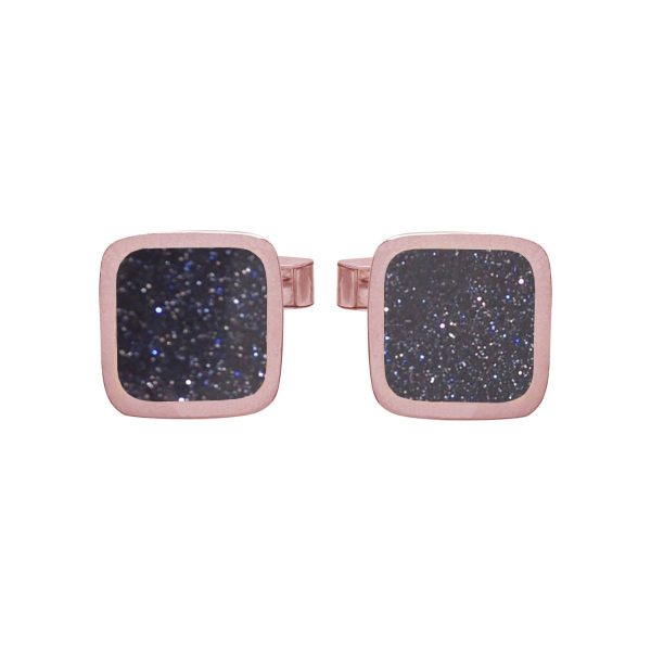 Rose Gold Blue Goldstone Square Cufflinks