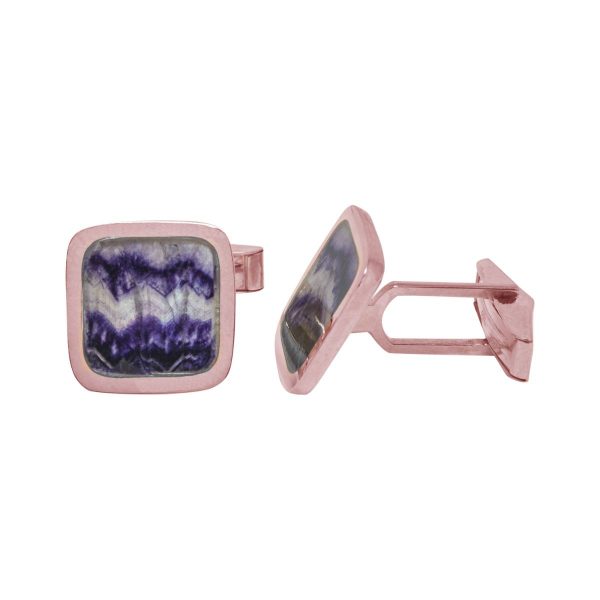 Rose Gold Blue John Square Cufflinks