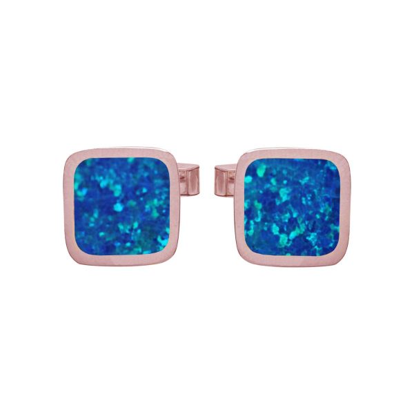 Rose Gold Cobalt Blue Square Cufflinks