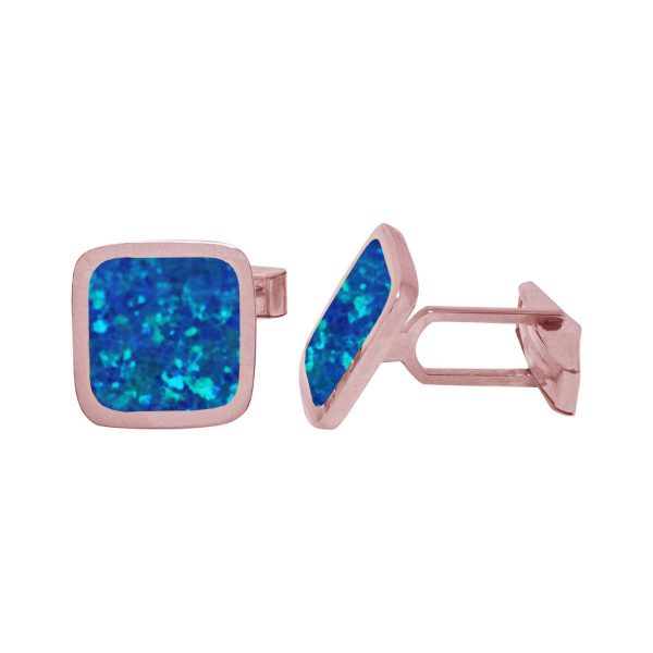 Rose Gold Opalite Cobalt Blue Square Cufflinks