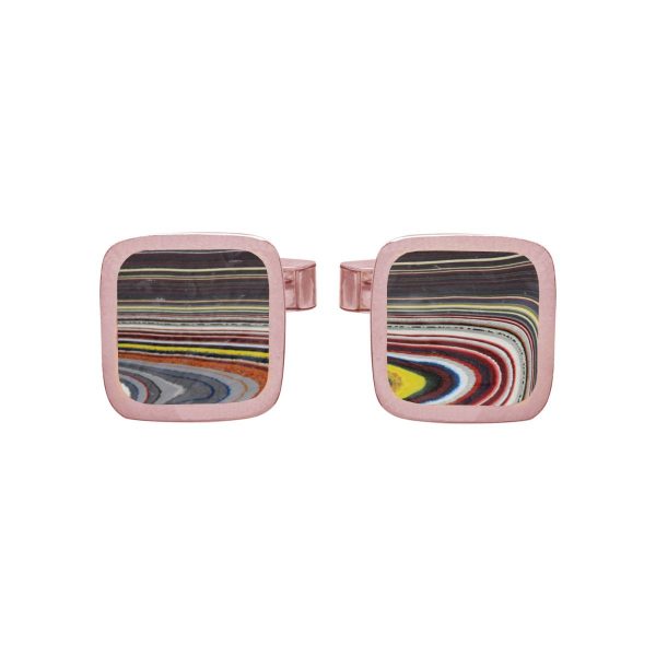 Rose Gold Fordite Square Cufflinks