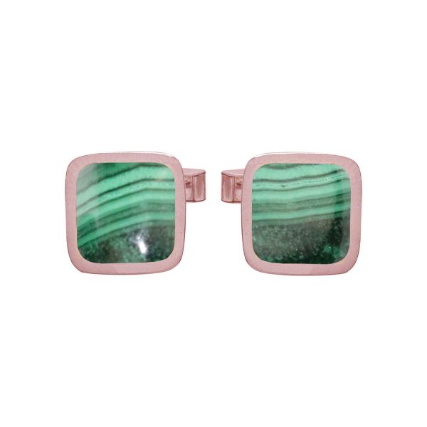 Rose Gold Malachite Square Cufflinks