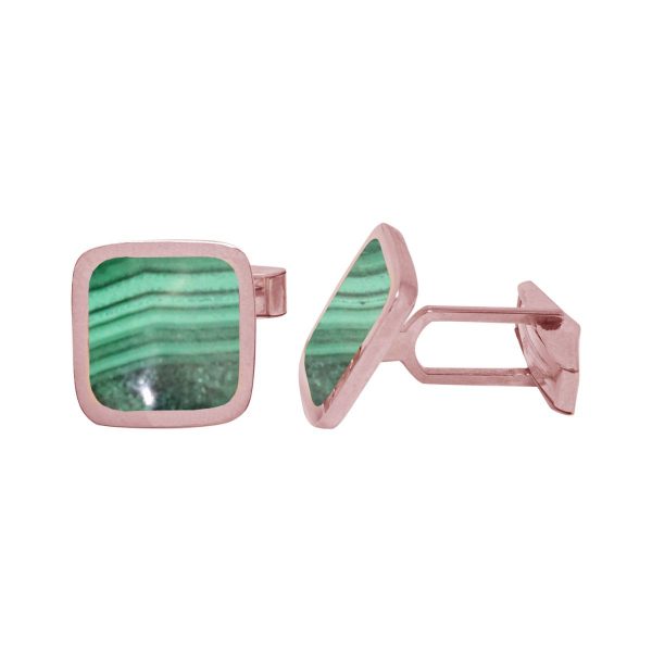 Rose Gold Malachite Square Cufflinks