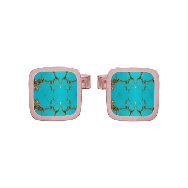 Rose Gold Turquoise Square Cufflinks