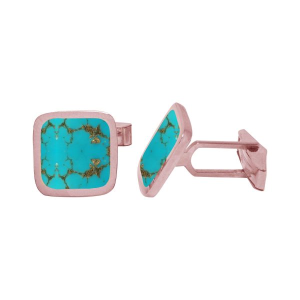 Rose Gold Turquoise Square Cufflinks