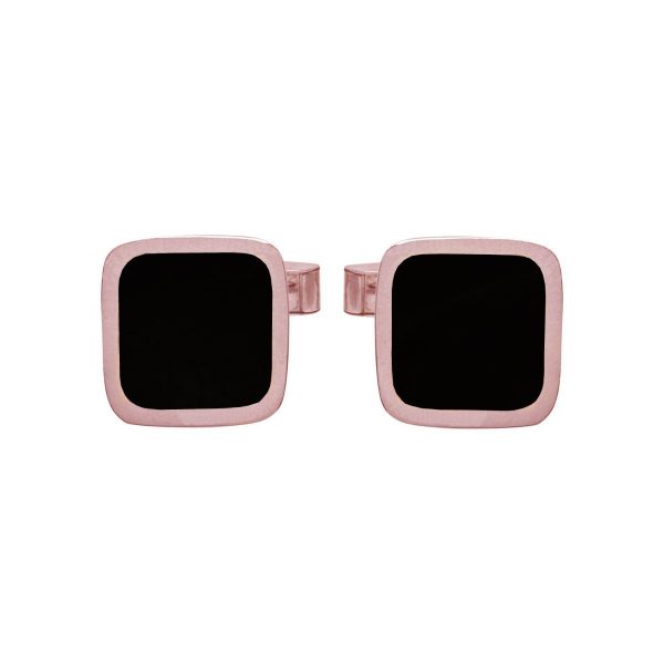 Rose Gold Whitby Jet Square Cufflinks