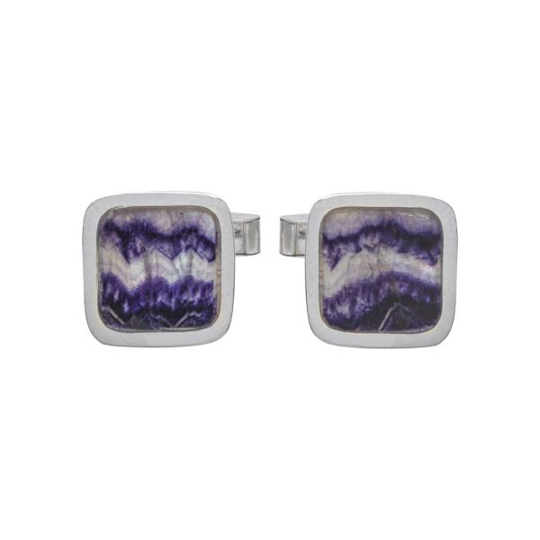 Silver Square Blue John Cufflinks