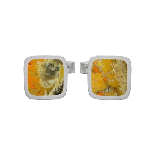 Silver Bumblebee Jasper Square Cufflinks