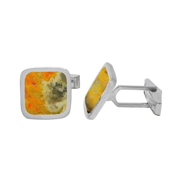 Silver Bumblebee Jasper Square Cufflinks