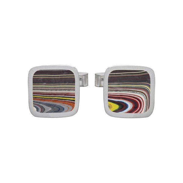 Silver Fordite Square Cufflinks