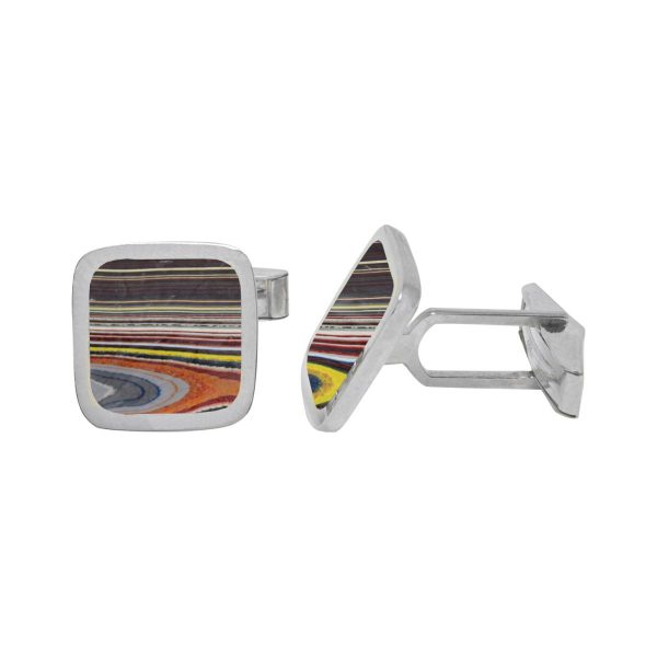 Silver Fordite Square Cufflinks