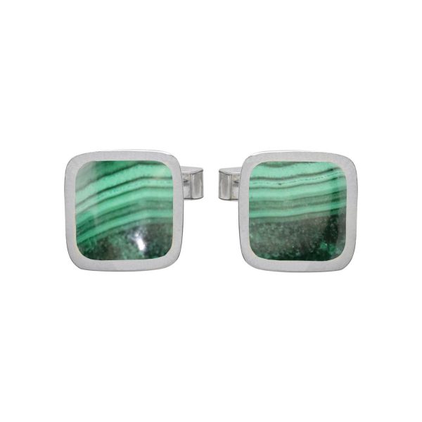 Silver Malachite Square Cufflinks