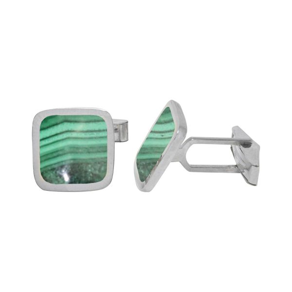 Silver Malachite Square Cufflinks