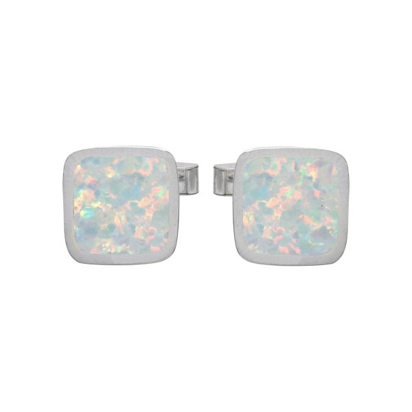 Silver Opalite Sun Ice Square Cufflinks