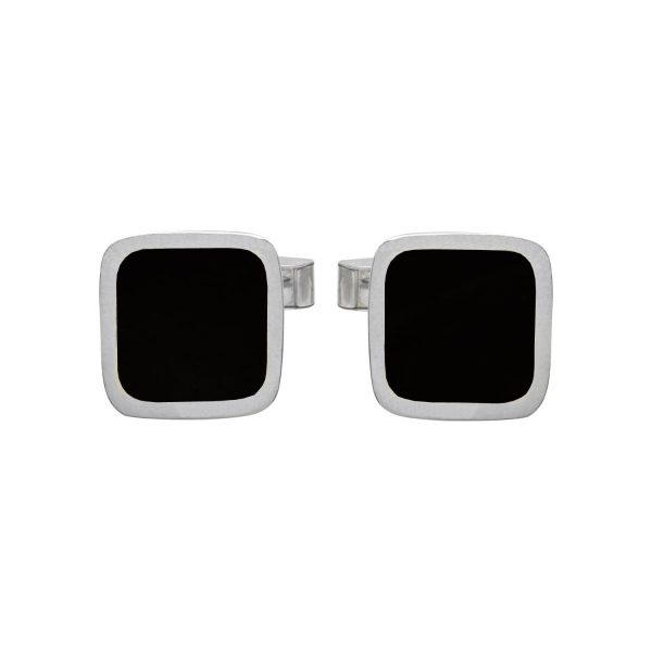 Silver Whitby Jet Square Cufflinks