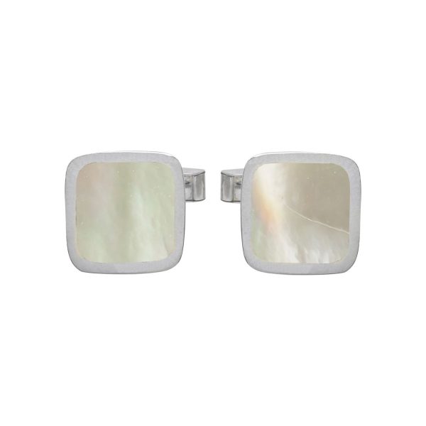 White Gold Mother of Pearl Square Cufflinks