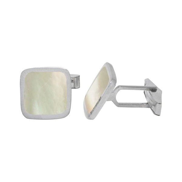 White Gold Mother of Pearl Square Cufflinks